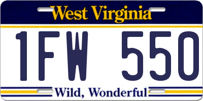 WV license plate 1FW550