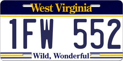WV license plate 1FW552