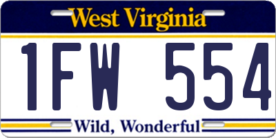 WV license plate 1FW554
