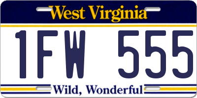 WV license plate 1FW555