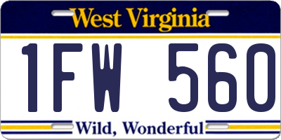 WV license plate 1FW560