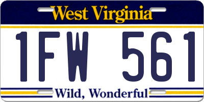 WV license plate 1FW561