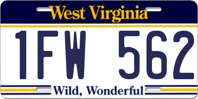 WV license plate 1FW562