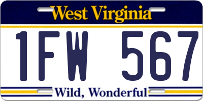 WV license plate 1FW567
