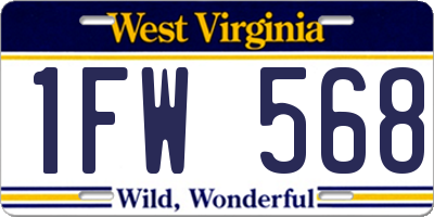 WV license plate 1FW568
