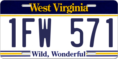 WV license plate 1FW571