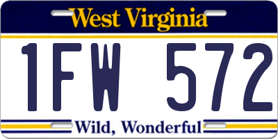 WV license plate 1FW572