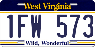 WV license plate 1FW573