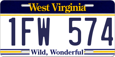 WV license plate 1FW574