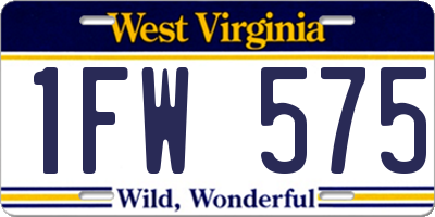 WV license plate 1FW575