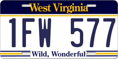 WV license plate 1FW577