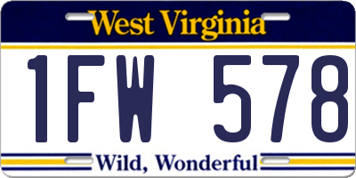 WV license plate 1FW578