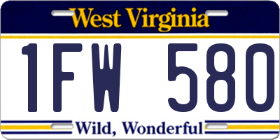 WV license plate 1FW580