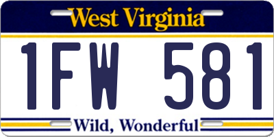 WV license plate 1FW581