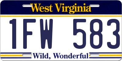 WV license plate 1FW583
