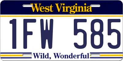 WV license plate 1FW585