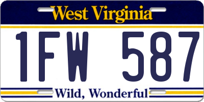 WV license plate 1FW587