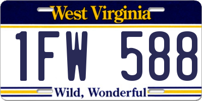 WV license plate 1FW588