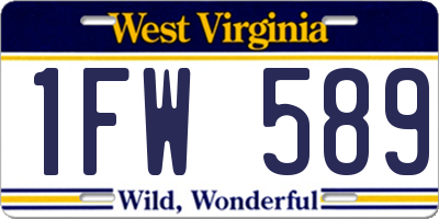 WV license plate 1FW589