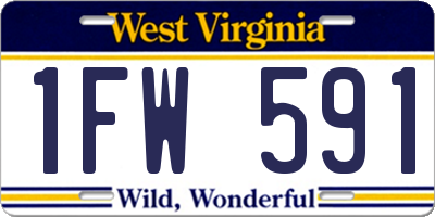 WV license plate 1FW591
