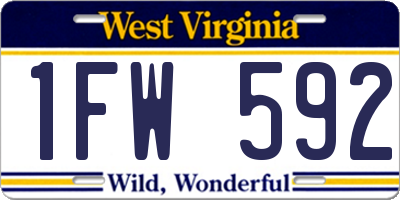 WV license plate 1FW592
