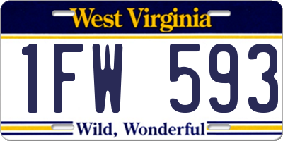 WV license plate 1FW593
