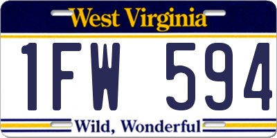 WV license plate 1FW594