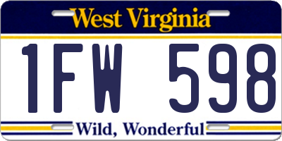 WV license plate 1FW598