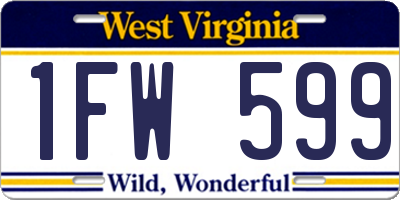 WV license plate 1FW599