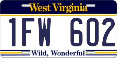 WV license plate 1FW602