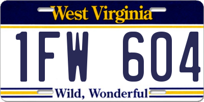 WV license plate 1FW604