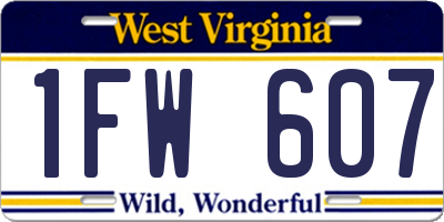 WV license plate 1FW607