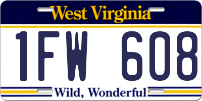 WV license plate 1FW608