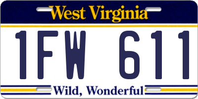 WV license plate 1FW611