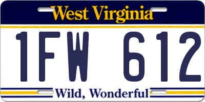 WV license plate 1FW612
