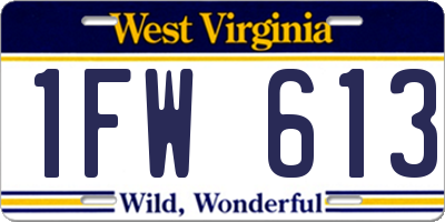 WV license plate 1FW613