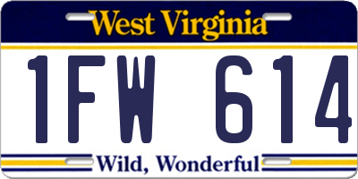 WV license plate 1FW614