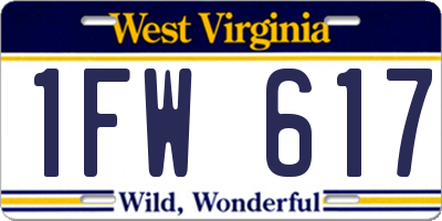 WV license plate 1FW617