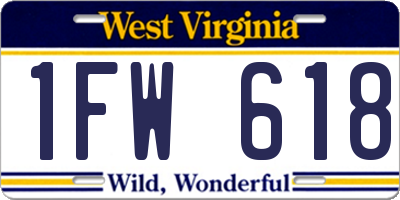 WV license plate 1FW618