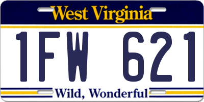 WV license plate 1FW621