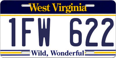WV license plate 1FW622