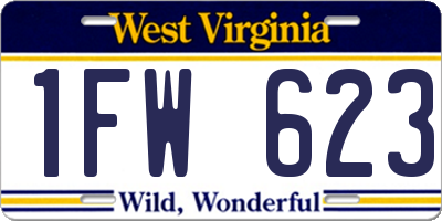 WV license plate 1FW623