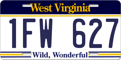 WV license plate 1FW627