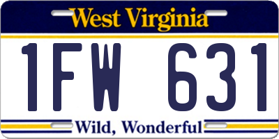WV license plate 1FW631