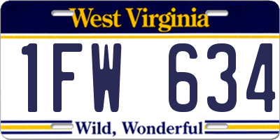 WV license plate 1FW634