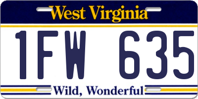 WV license plate 1FW635