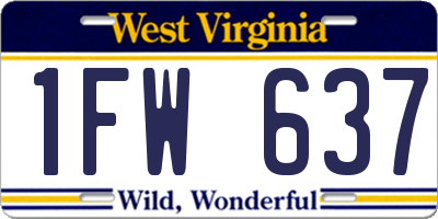 WV license plate 1FW637