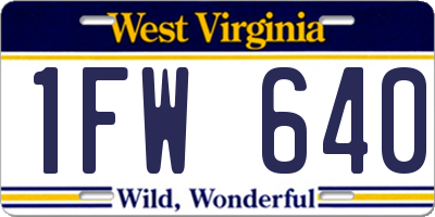 WV license plate 1FW640