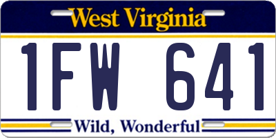 WV license plate 1FW641