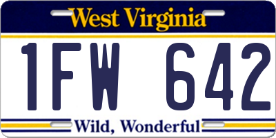 WV license plate 1FW642